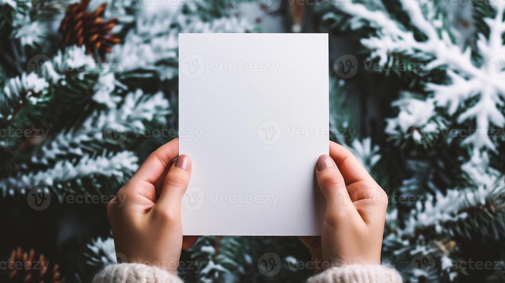 ai generado hembra manos participación blanco blanco papel sábana con Copiar espacio para texto. foto