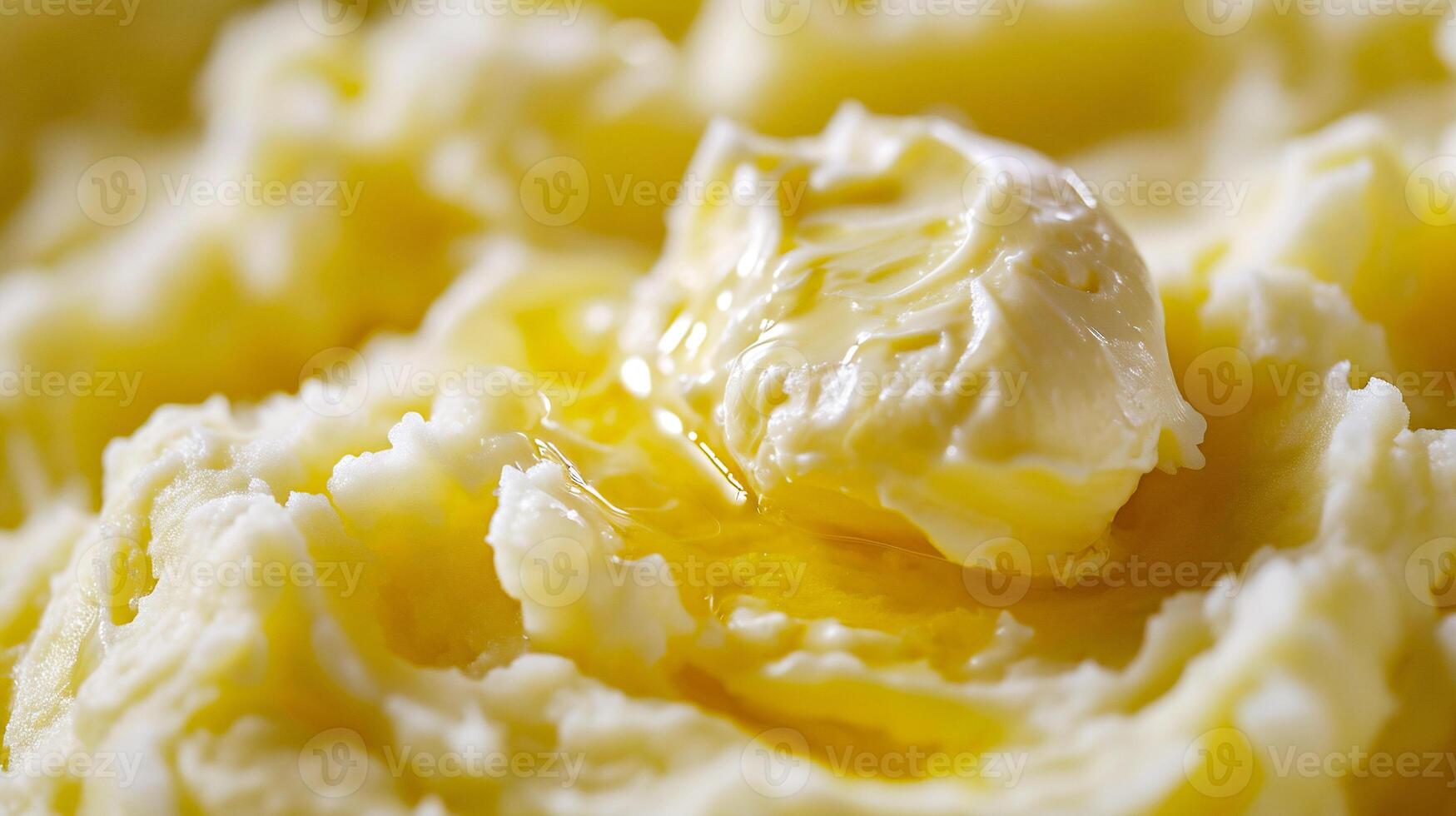 AI generated mashed potatoes macro close up, selective focus, shallow depth of field photo