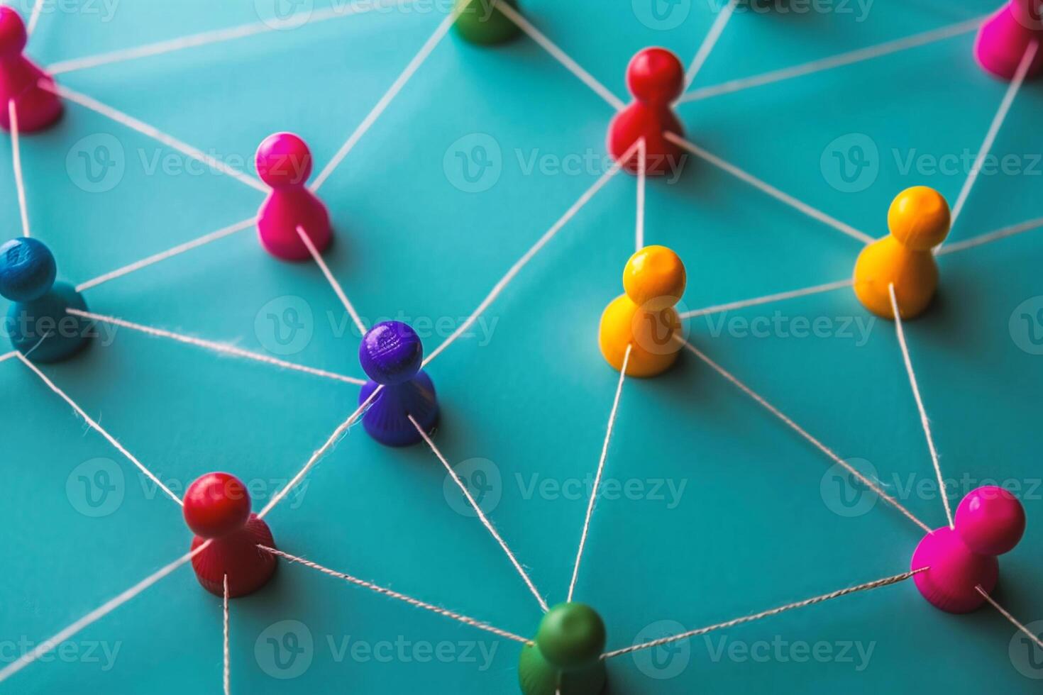 AI generated Social network concept. People connected with pins photo