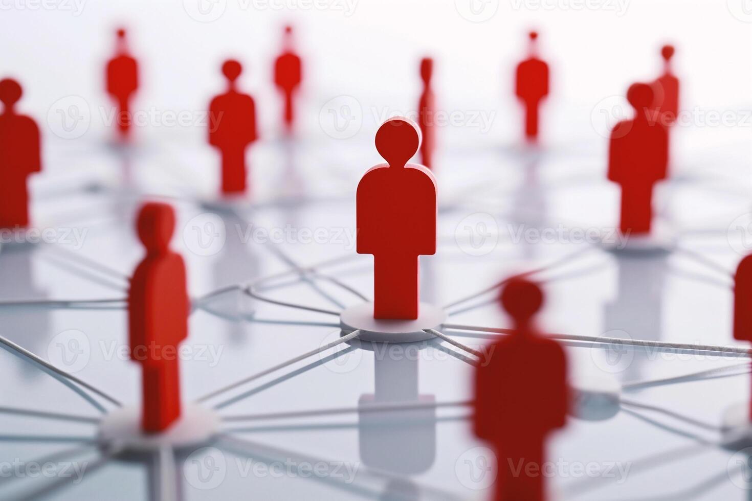 AI generated Red people network on white background. Network concept. photo