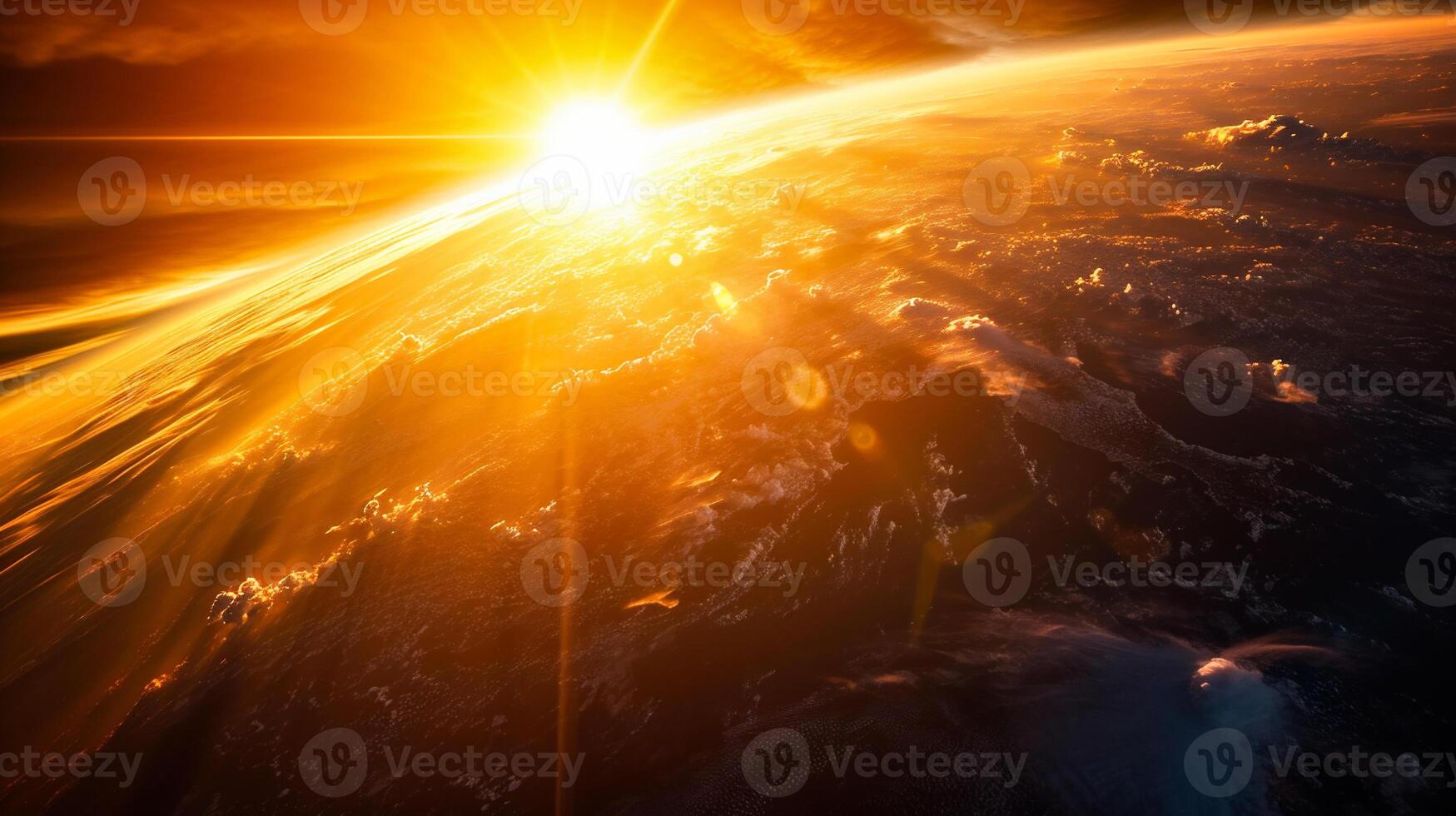 AI generated View of the planet Earth from space during a sunrise photo