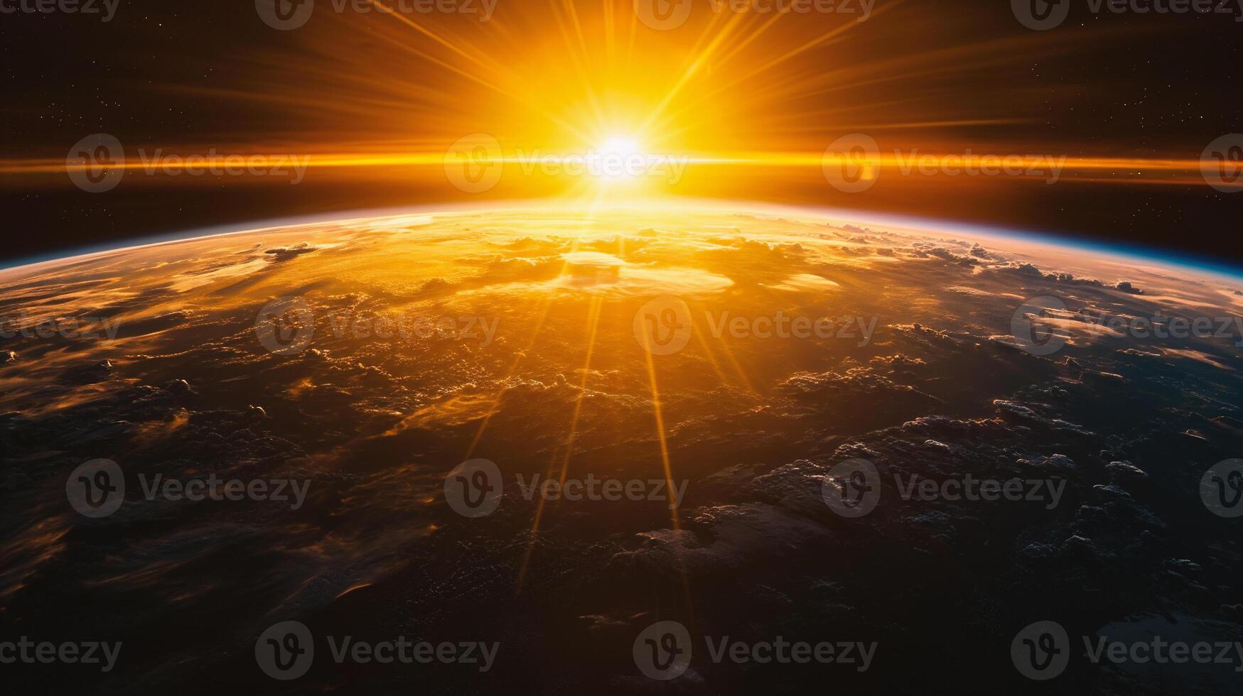 AI generated View of the planet Earth from space during a sunrise photo