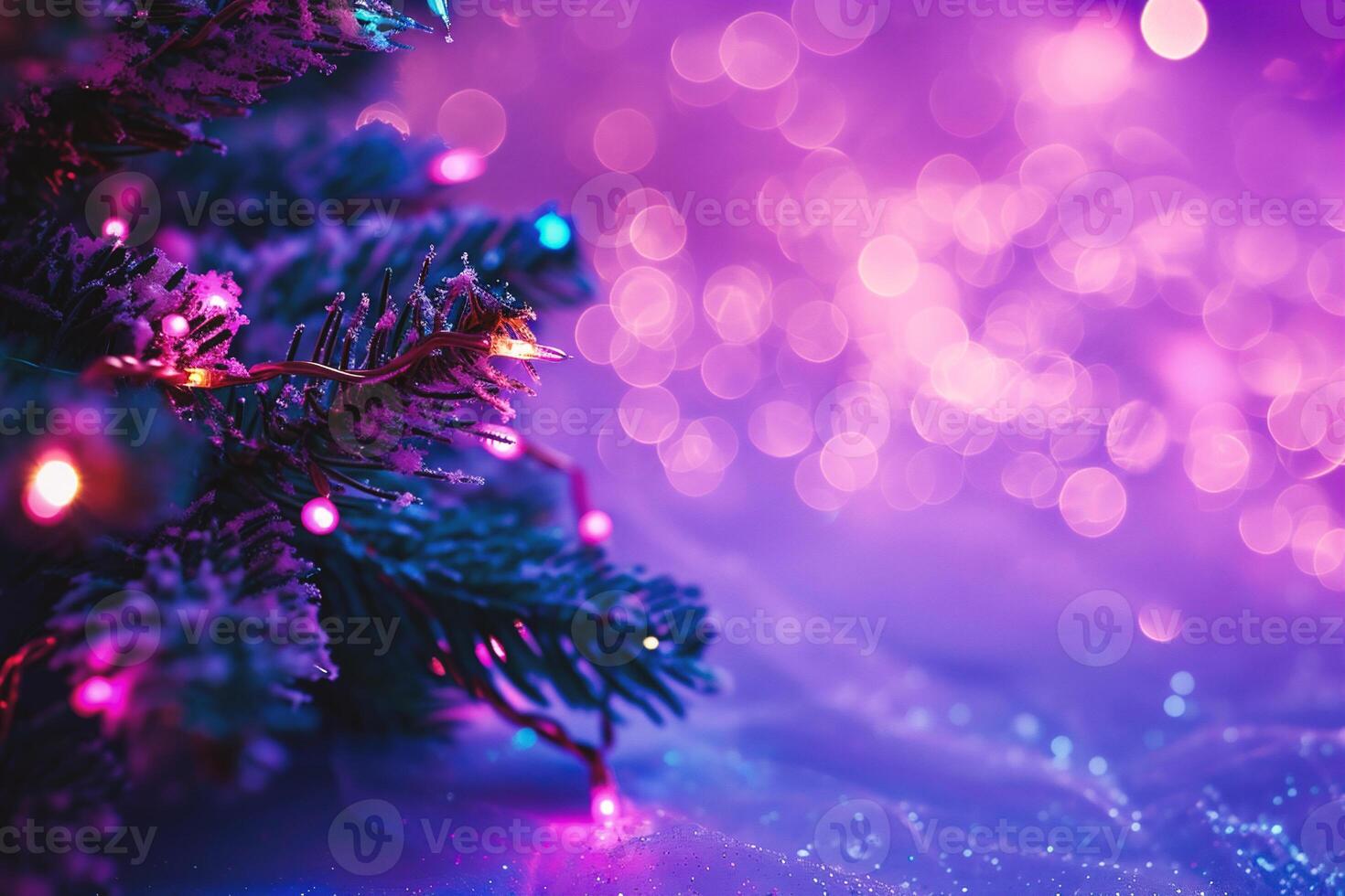 AI generated Christmas and New Year holidays background with colorful bokeh defocused lights photo