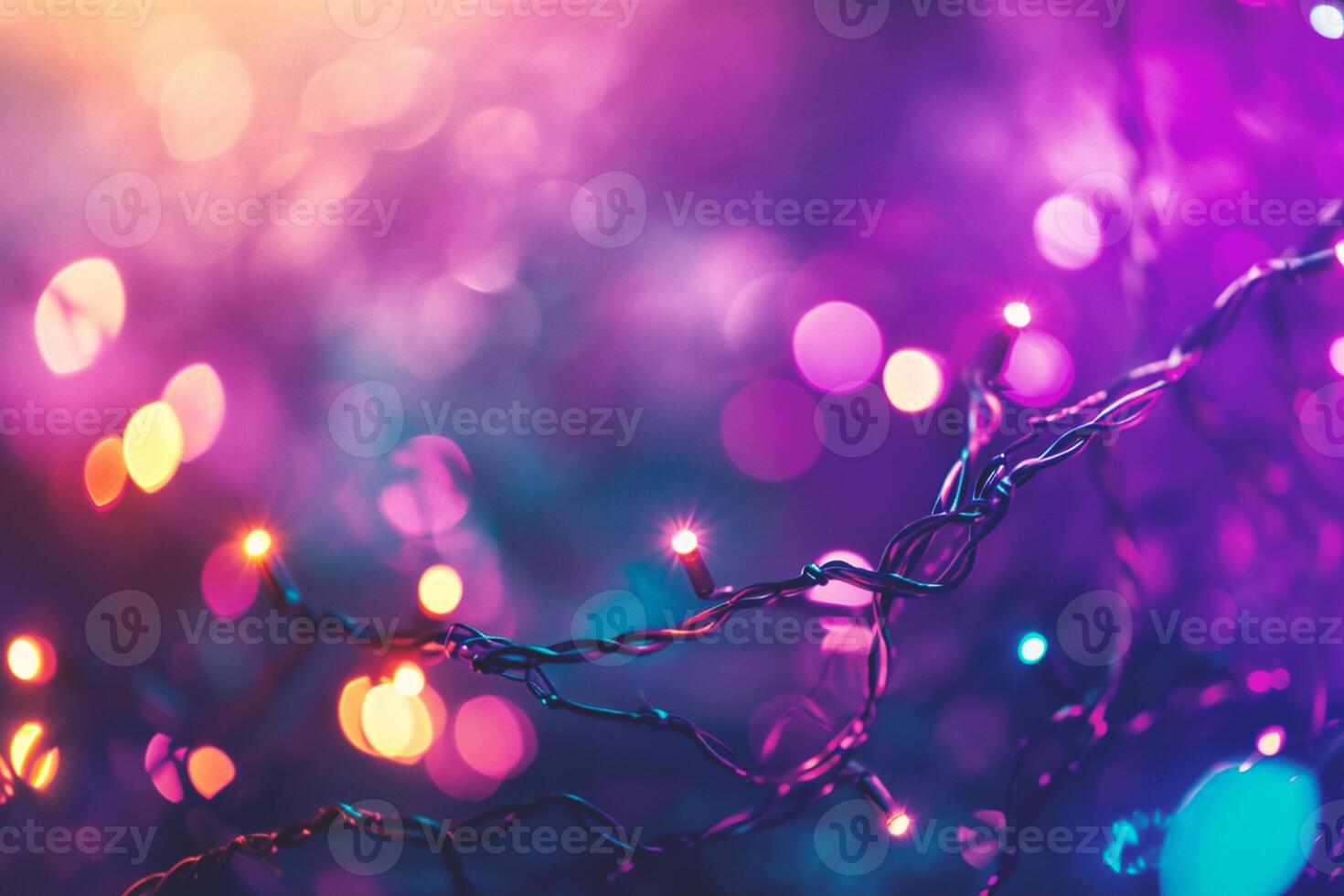 AI generated Christmas and New Year holidays background with bokeh defocused lights photo