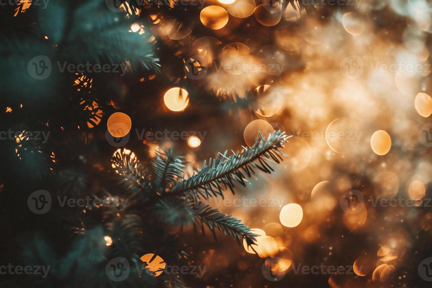AI generated Christmas and New Year holidays background with colorful bokeh defocused lights photo