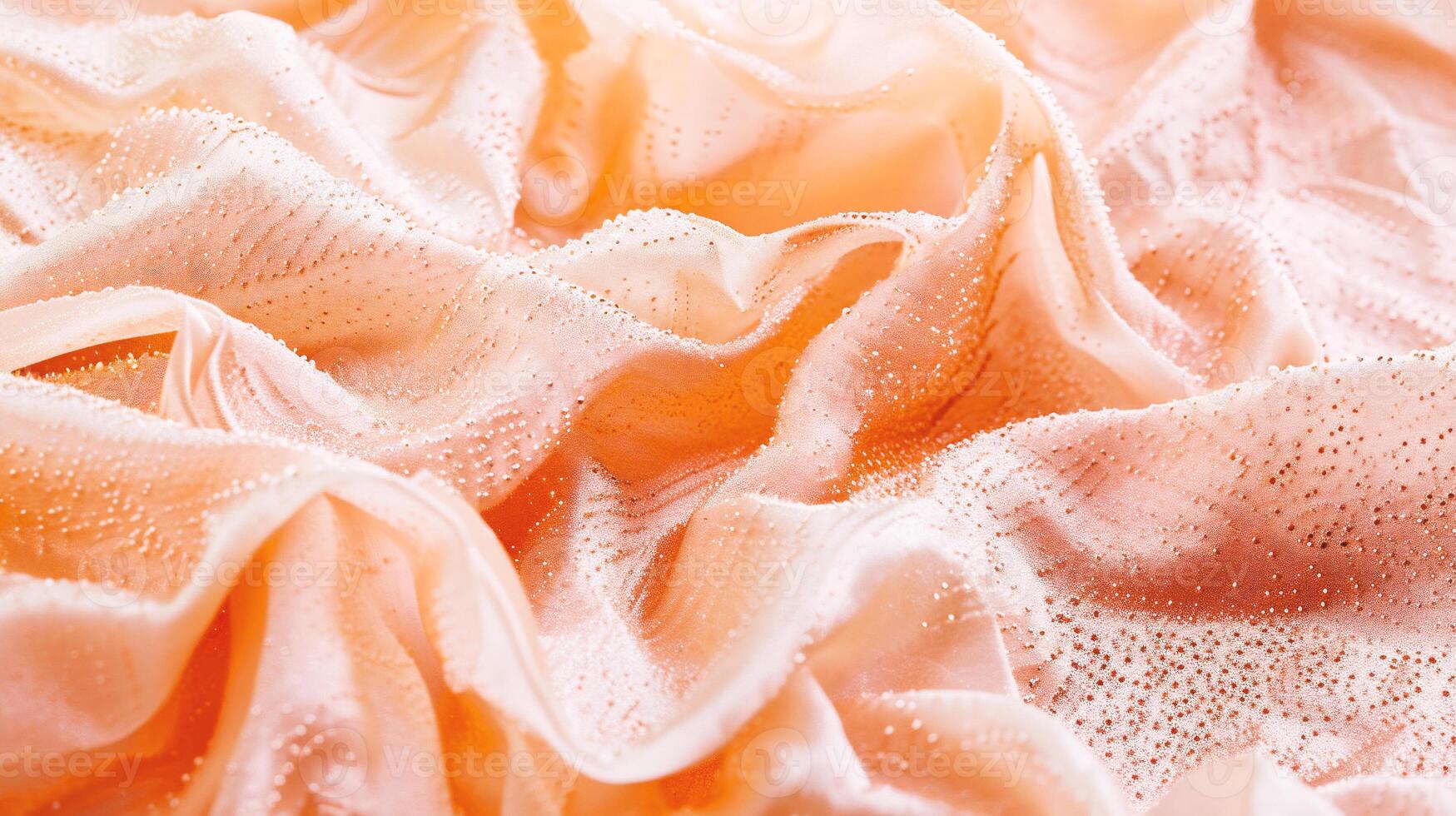 AI generated abstract background with a crumpled piece of orange silk fabric photo