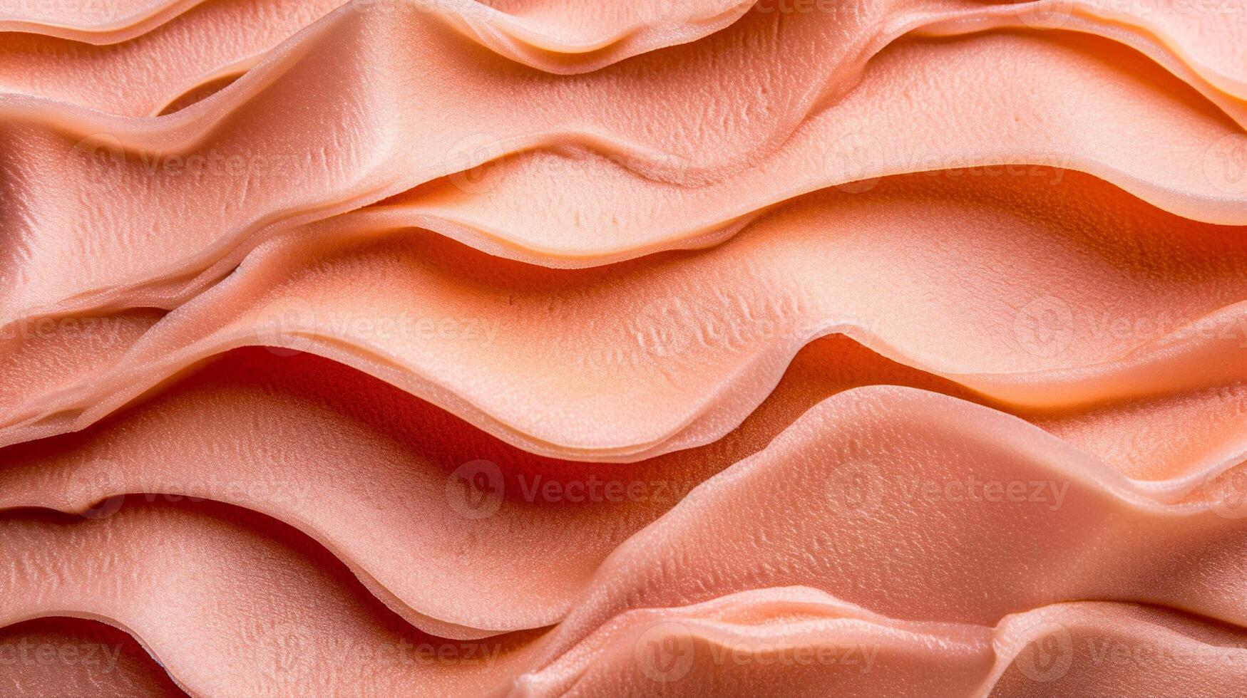 AI generated Close up of pink ice cream texture background. Shallow depth of field. photo