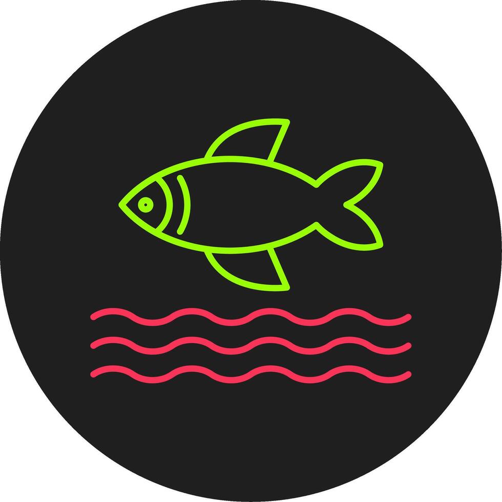 icono de círculo de glifo de pescado vector