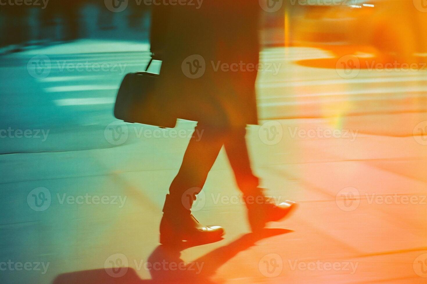 AI generated abstract motion blur of people walking in the city,blurred background photo