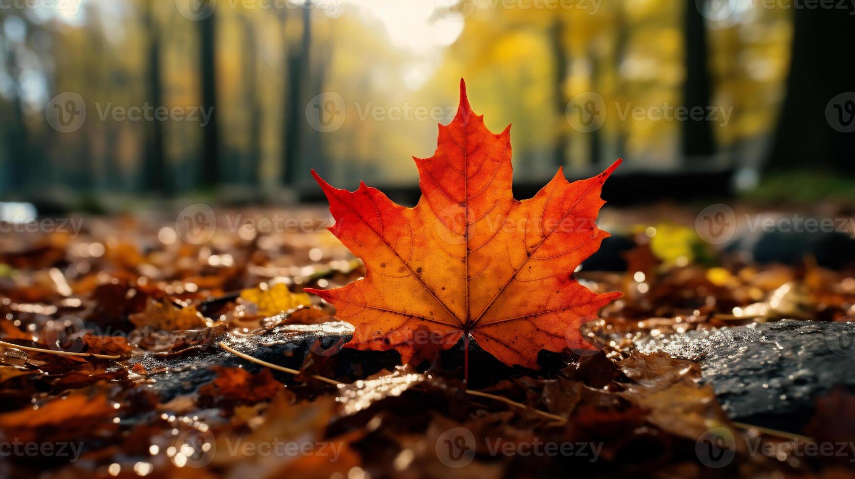 ai generado otoño hojas en el bosque. naturaleza antecedentes. foto