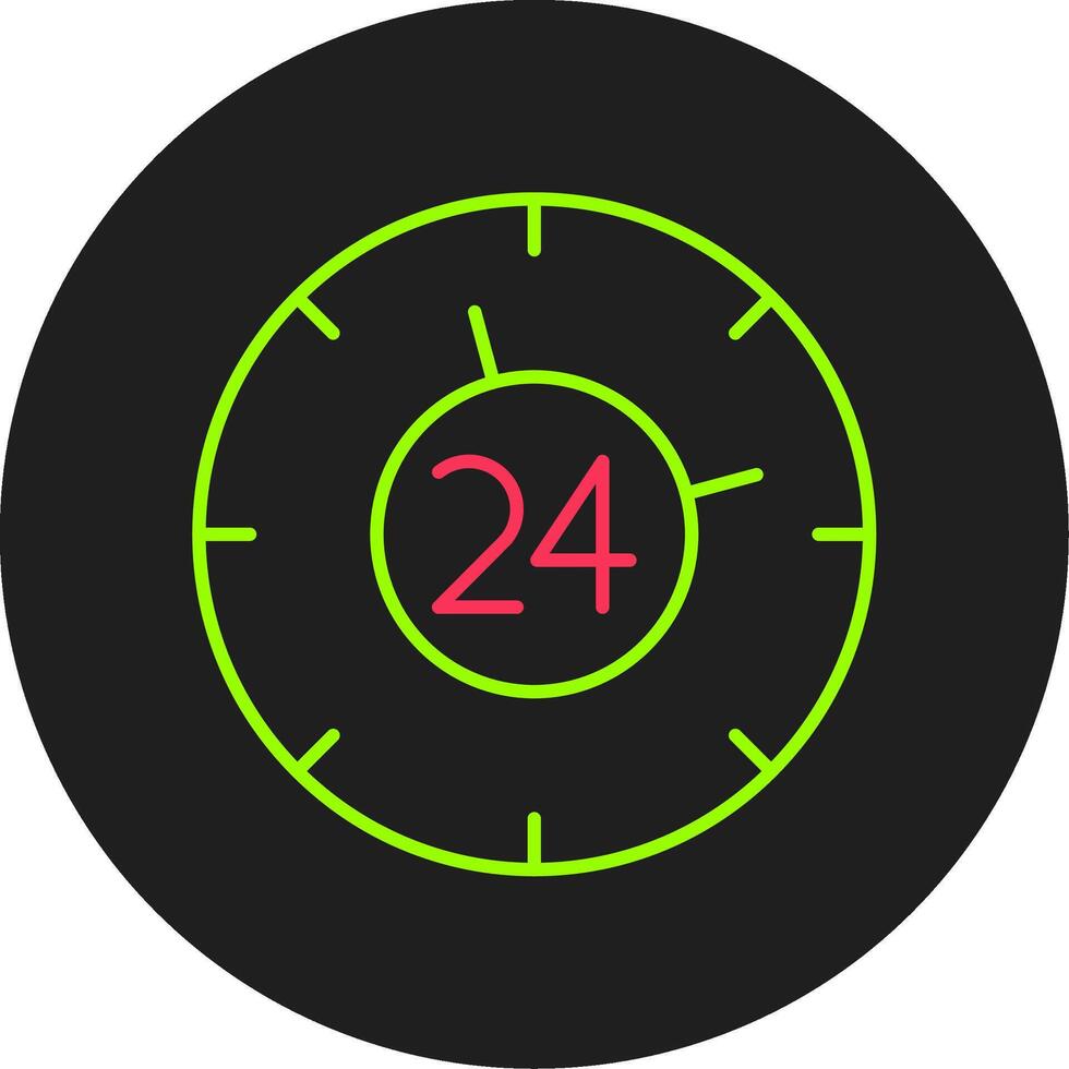 24 horas glifo circulo icono vector