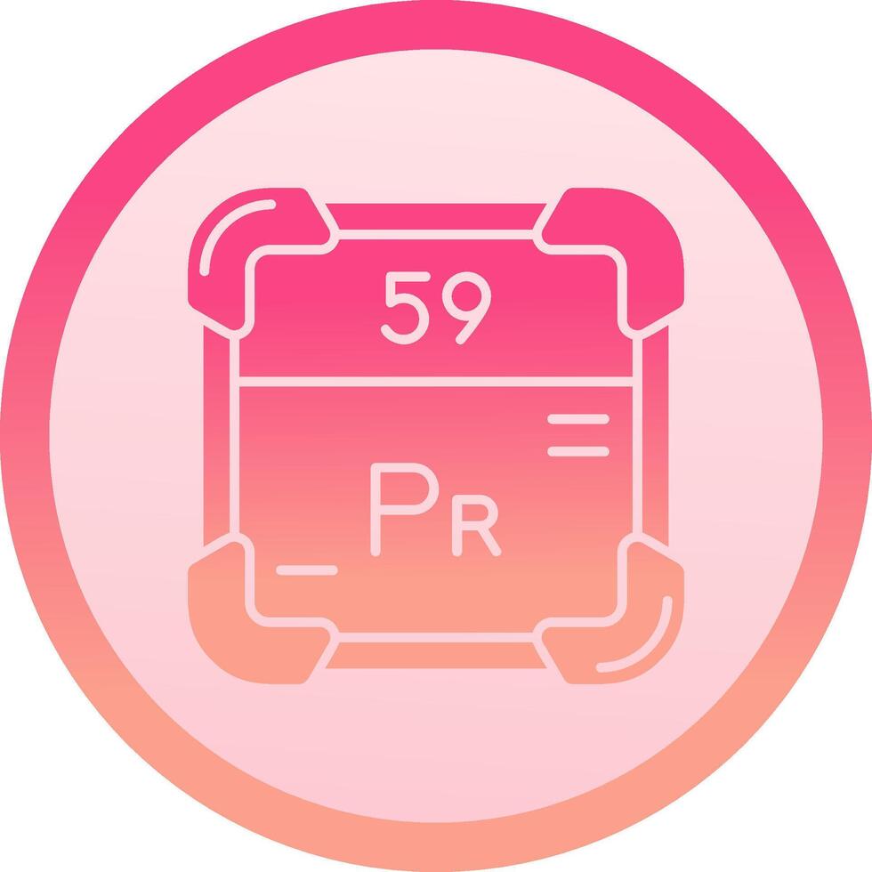 Praseodymium solid circle gradeint Icon vector