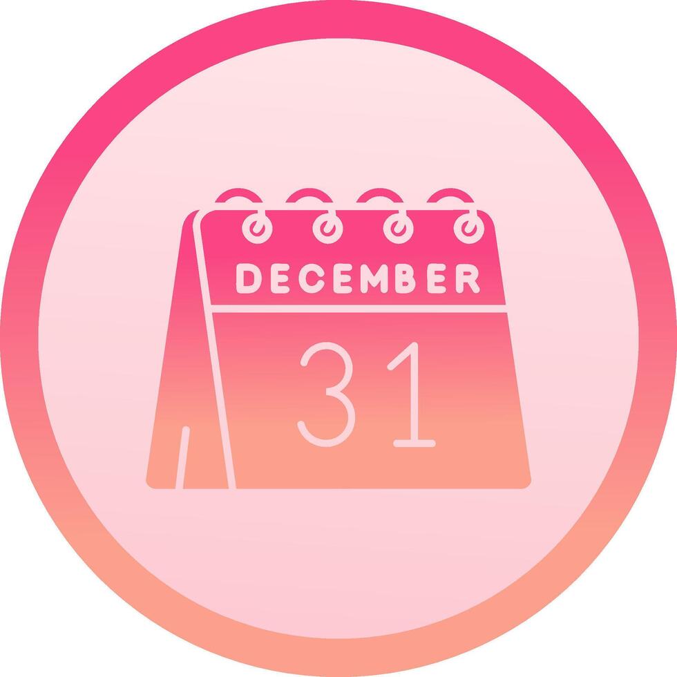 31st of December solid circle gradeint Icon vector