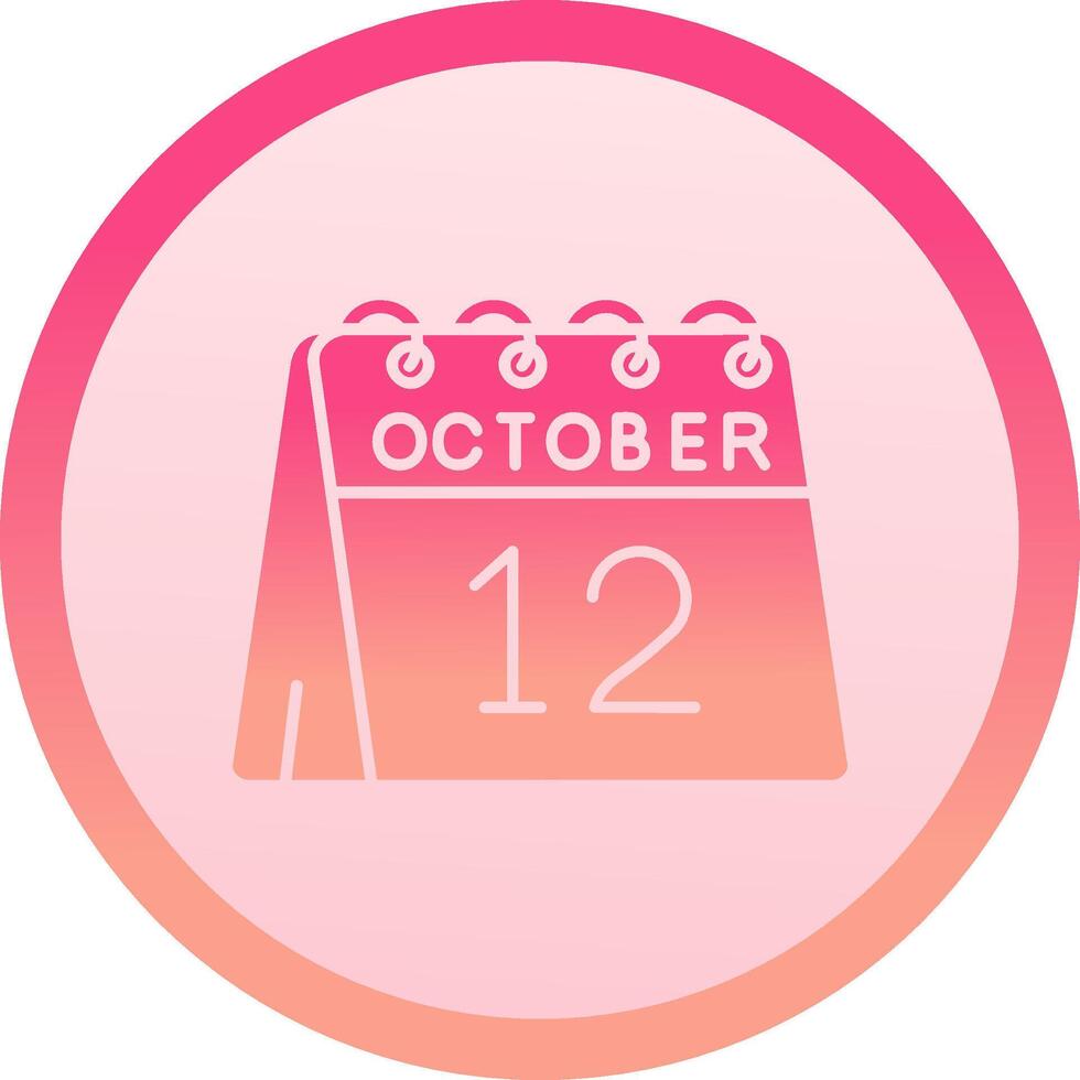 12th of October solid circle gradeint Icon vector
