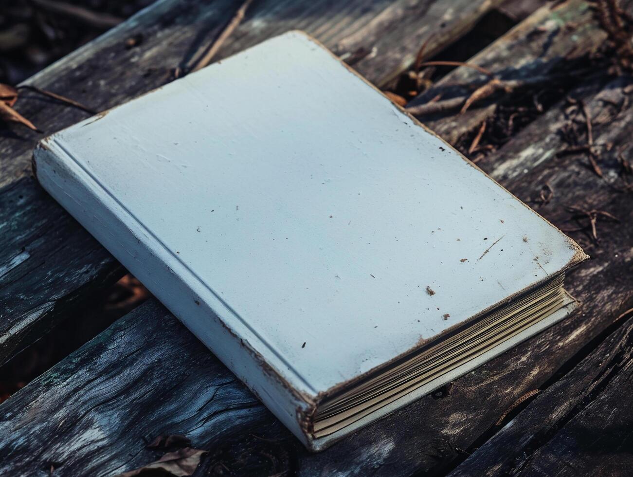 AI generated Old book on a wooden background. Vintage book on a wooden background. photo