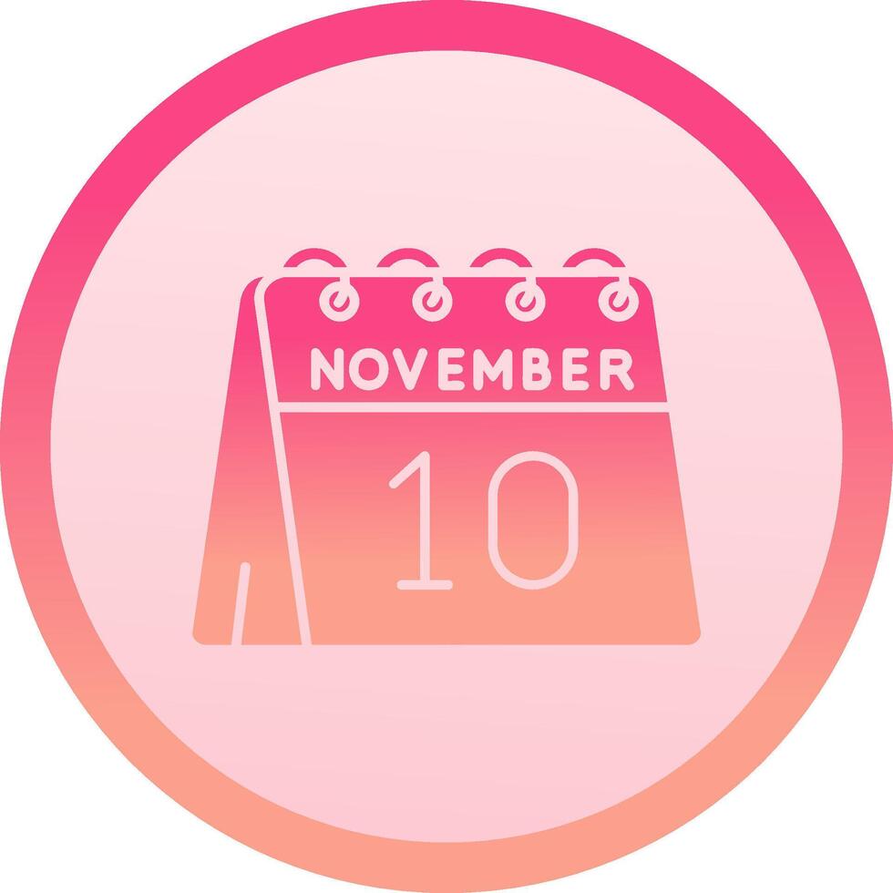 10 de noviembre sólido circulo grado icono vector