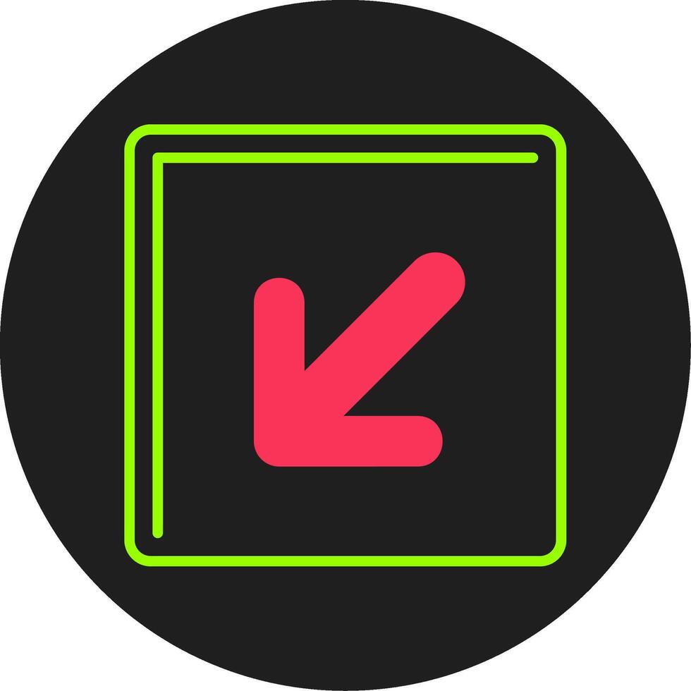 Down Left Glyph Circle Icon vector