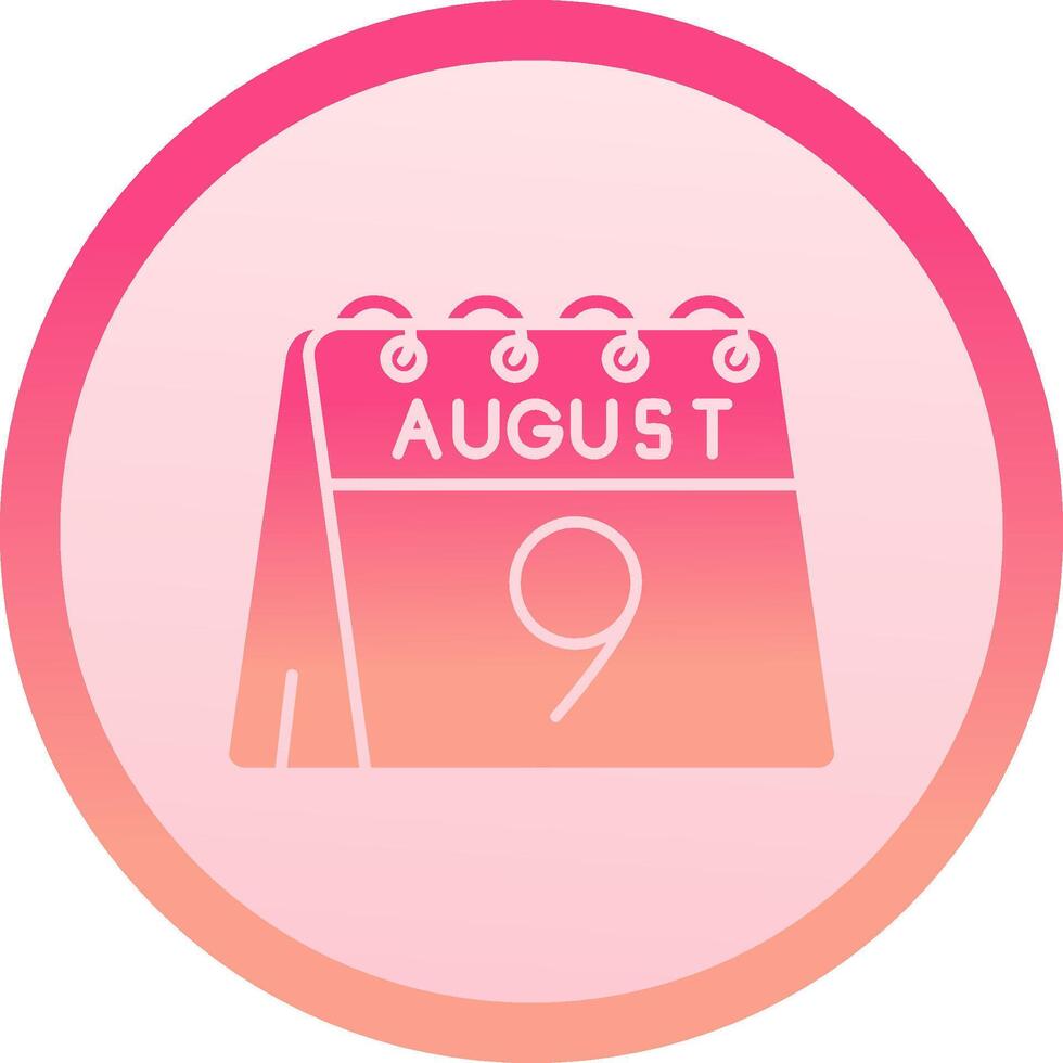 9th of August solid circle gradeint Icon vector