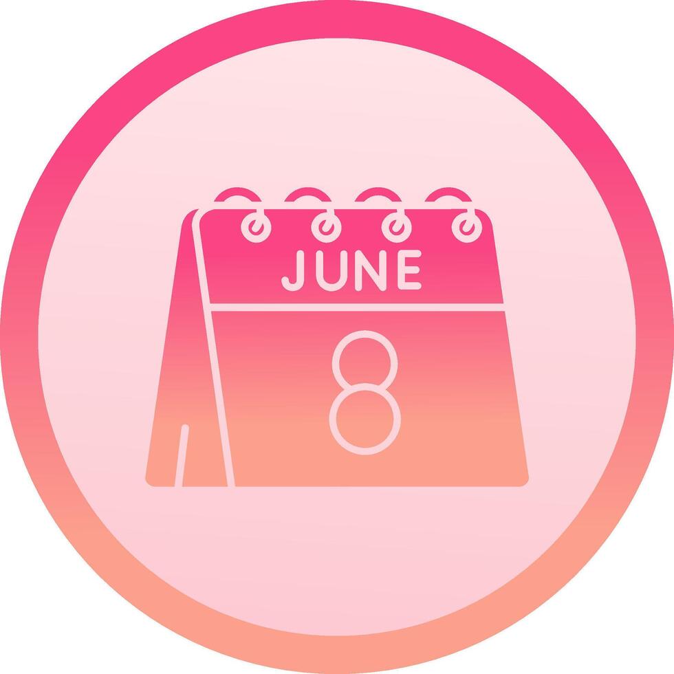 8th of June solid circle gradeint Icon vector