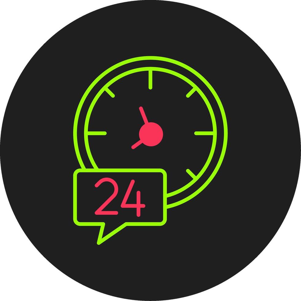 24 horas glifo circulo icono vector