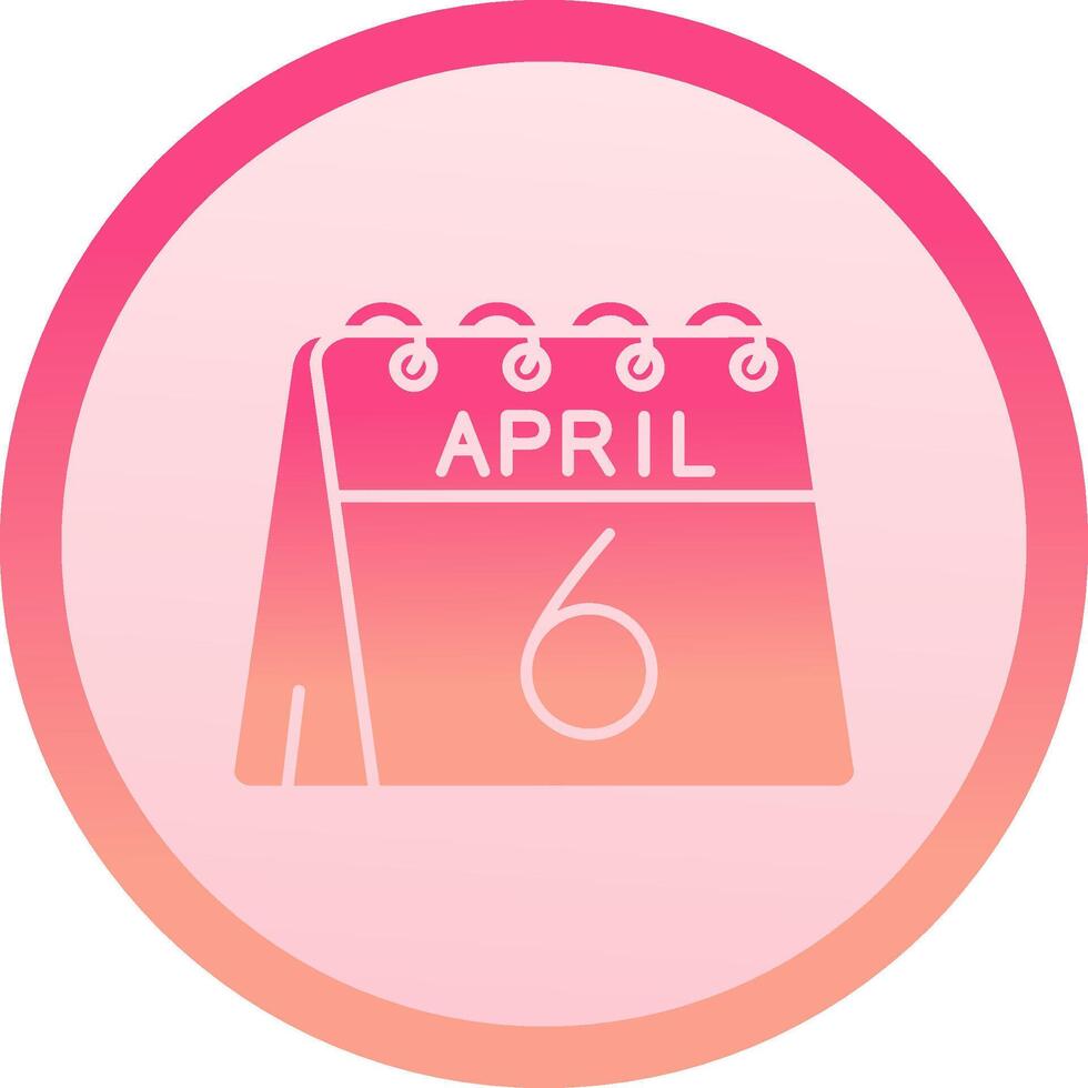 6th of April solid circle gradeint Icon vector