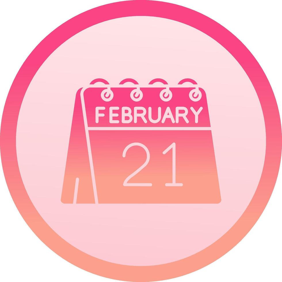 21st of February solid circle gradeint Icon vector