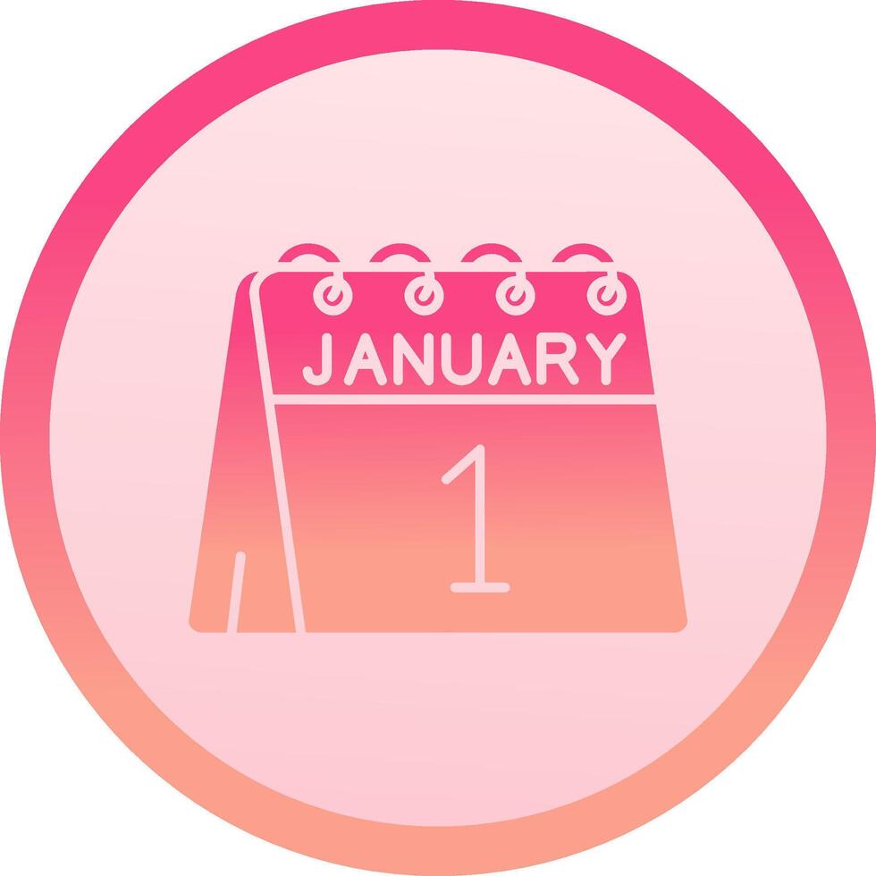 1st of January solid circle gradeint Icon vector