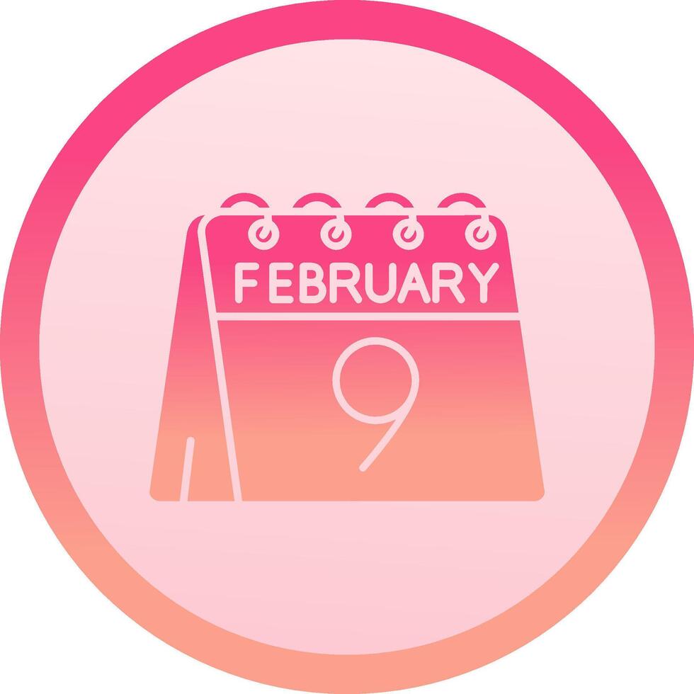 9th of February solid circle gradeint Icon vector