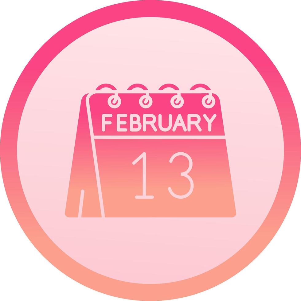 13th of February solid circle gradeint Icon vector