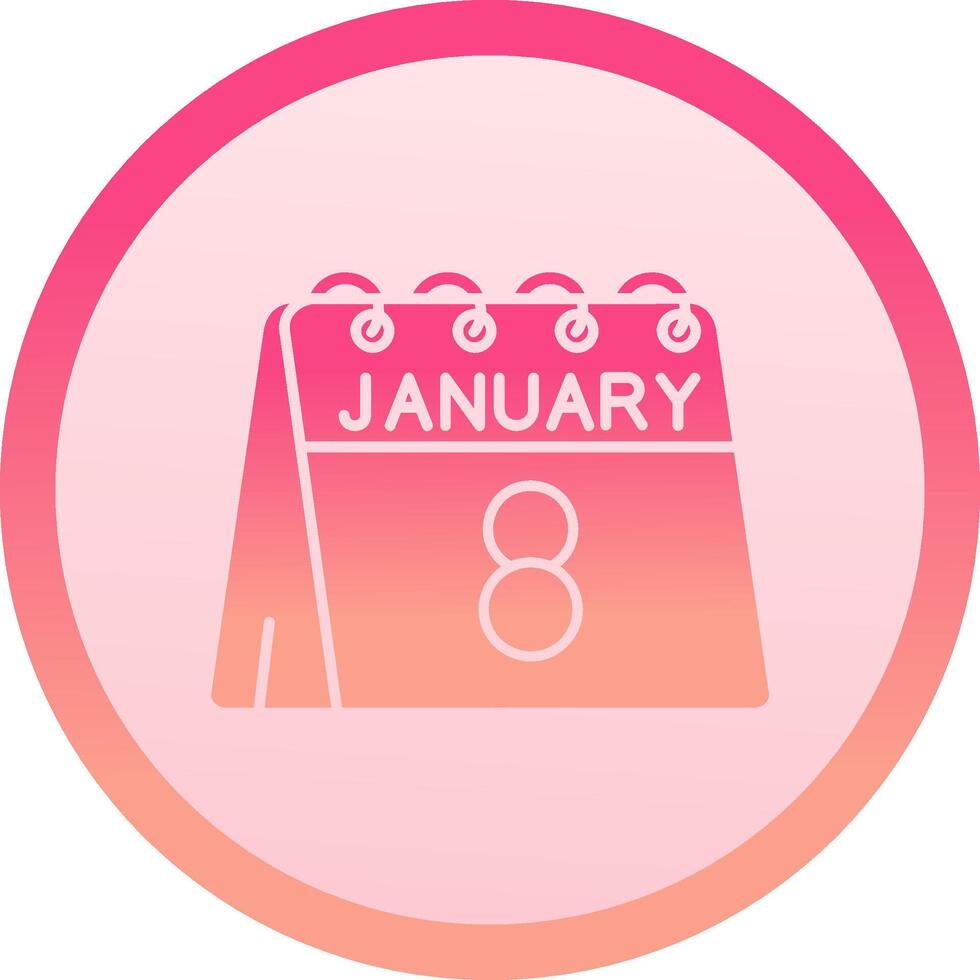 8th of January solid circle gradeint Icon vector