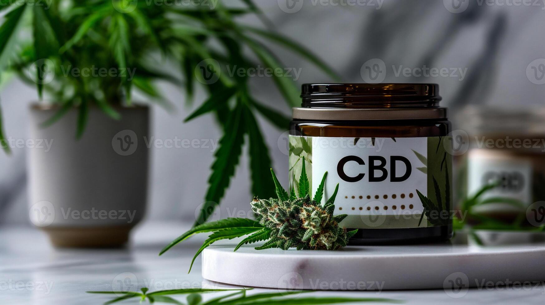 AI generated Cannabis CBD oil in a jar. Medicinal indica with CBD. photo