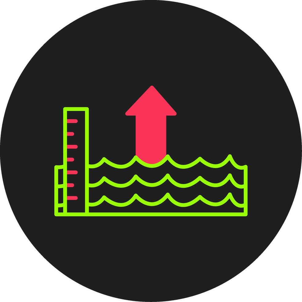 Sea Level Rise Glyph Circle Icon vector