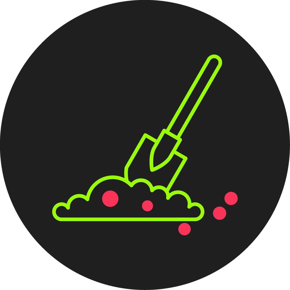 Shovel In Soil Glyph Circle Icon vector