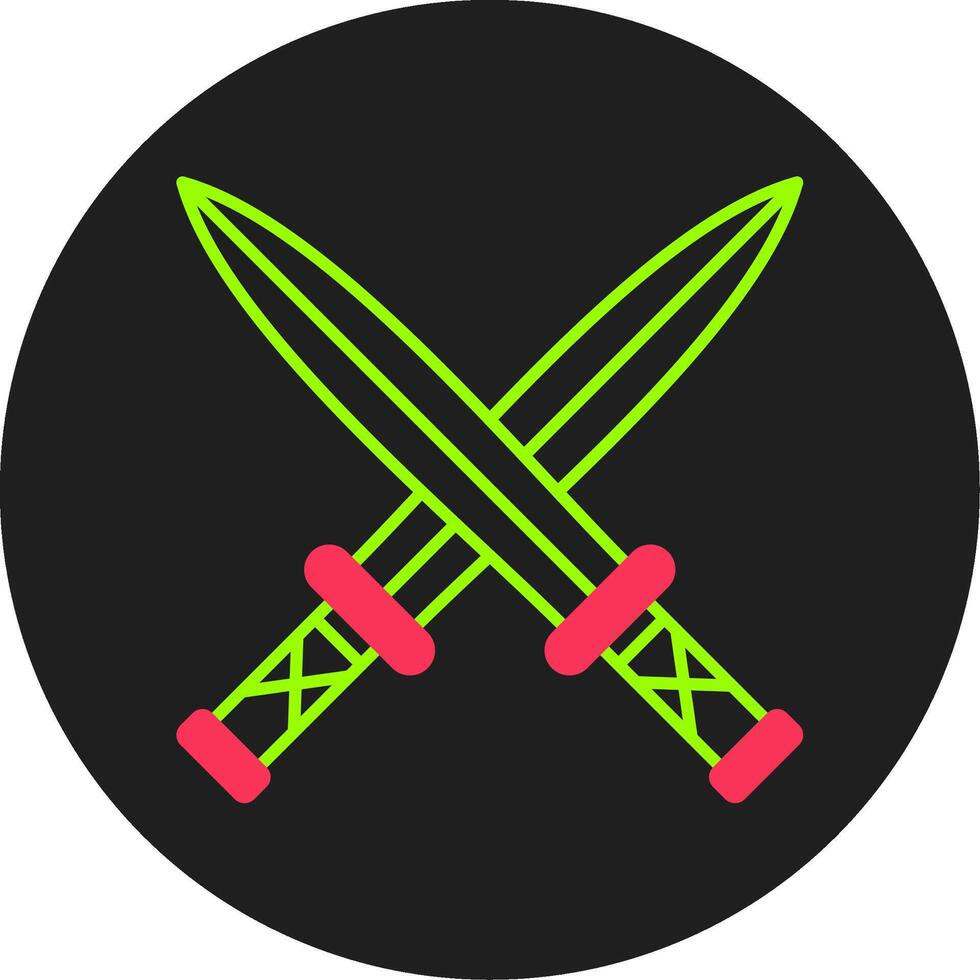 Two Swords Glyph Circle Icon vector