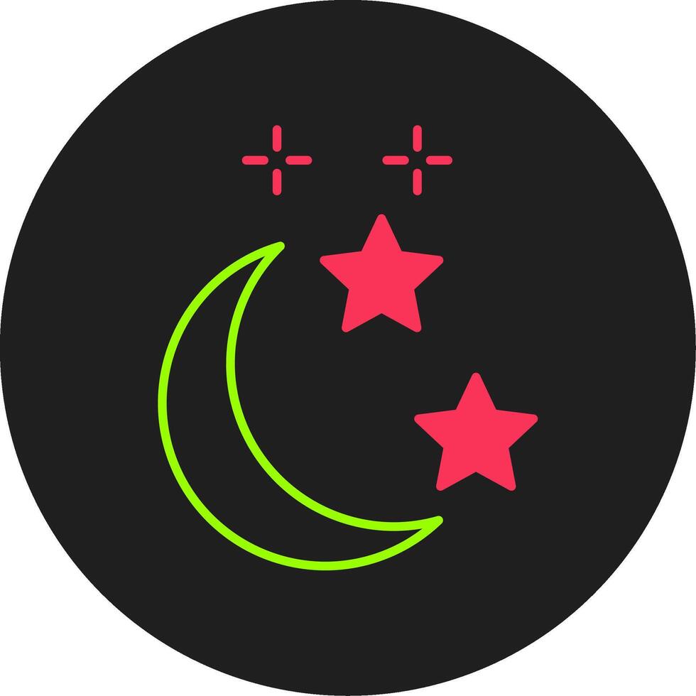 Moon and Star Glyph Circle Icon vector