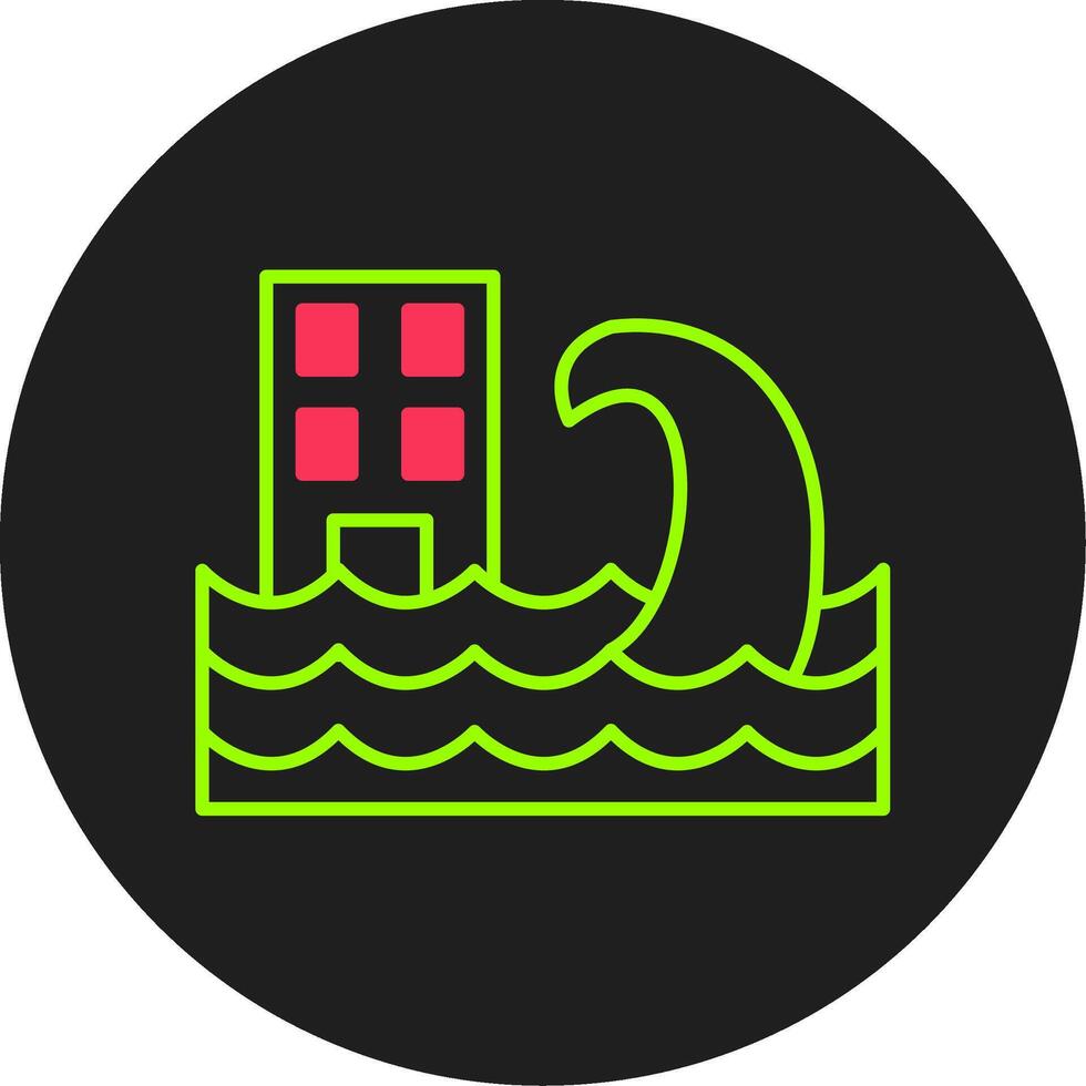 Tsunami Glyph Circle Icon vector