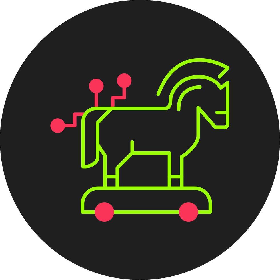 troyano caballo glifo circulo icono vector