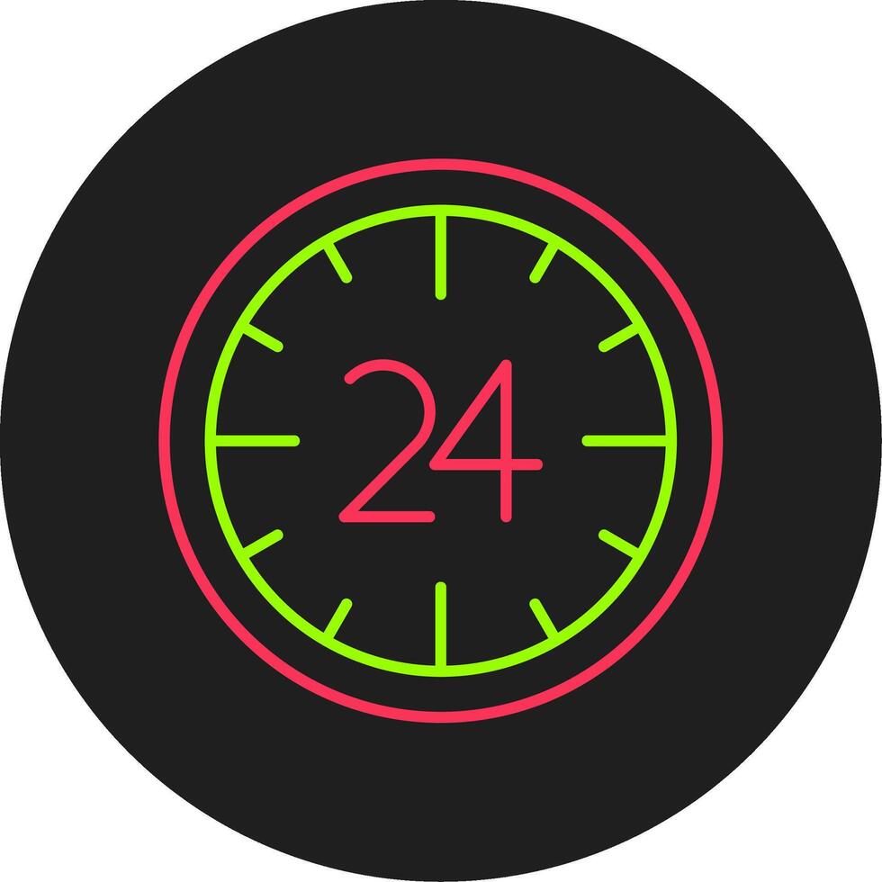 24 horas glifo circulo icono vector