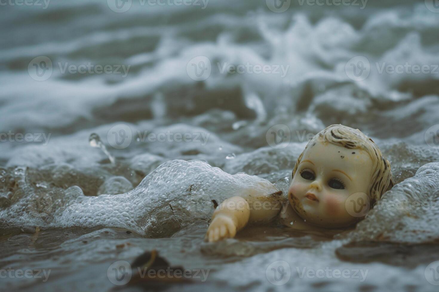 AI generated Doll in the sea photo