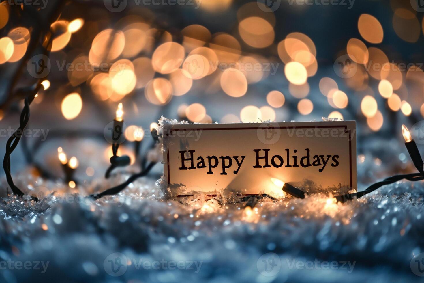 AI generated Happy Holidays greeting card. Christmas and New Year background. Selective focus. photo