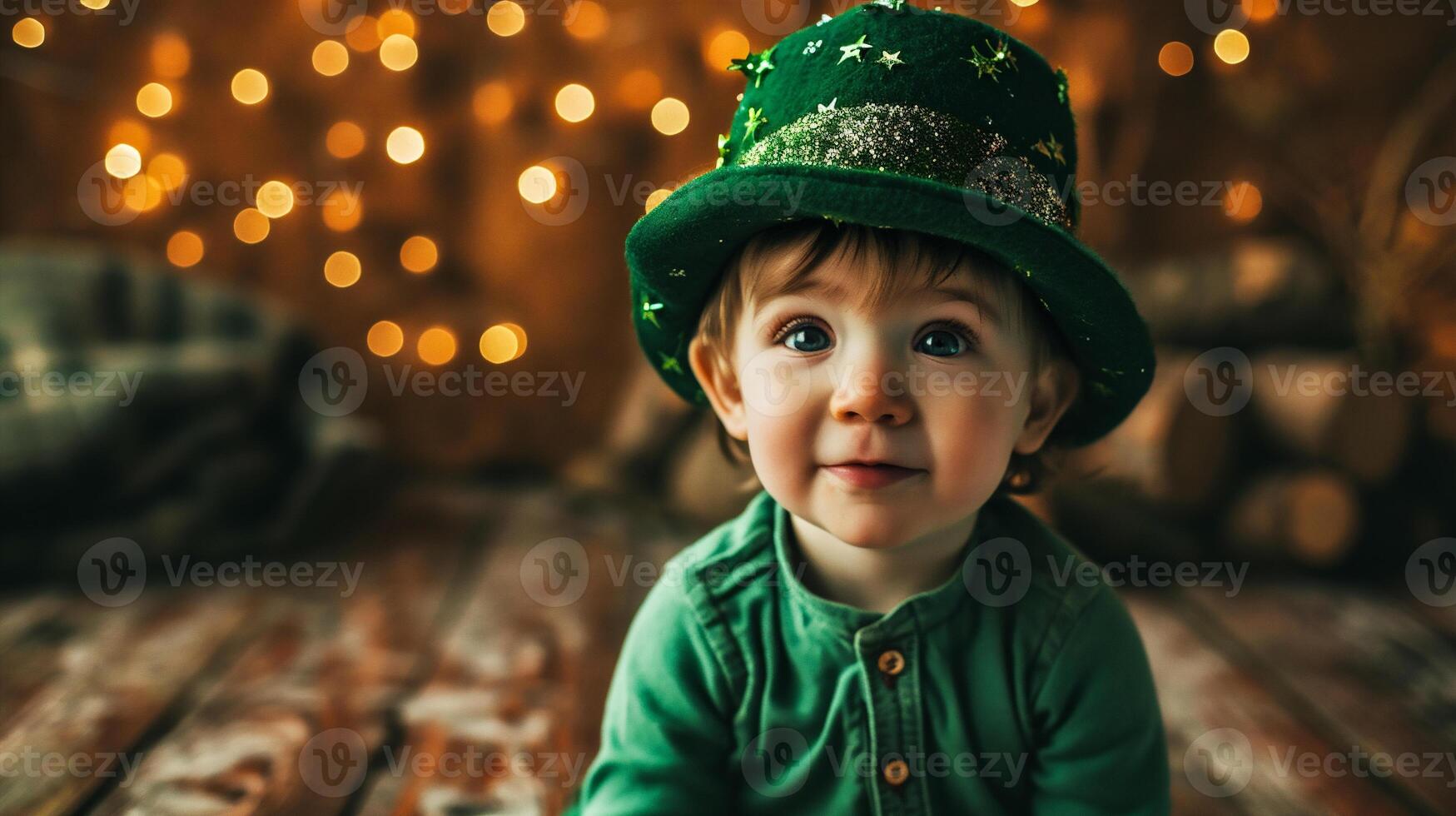 AI generated St. Patrick's Day boy in green hat photo