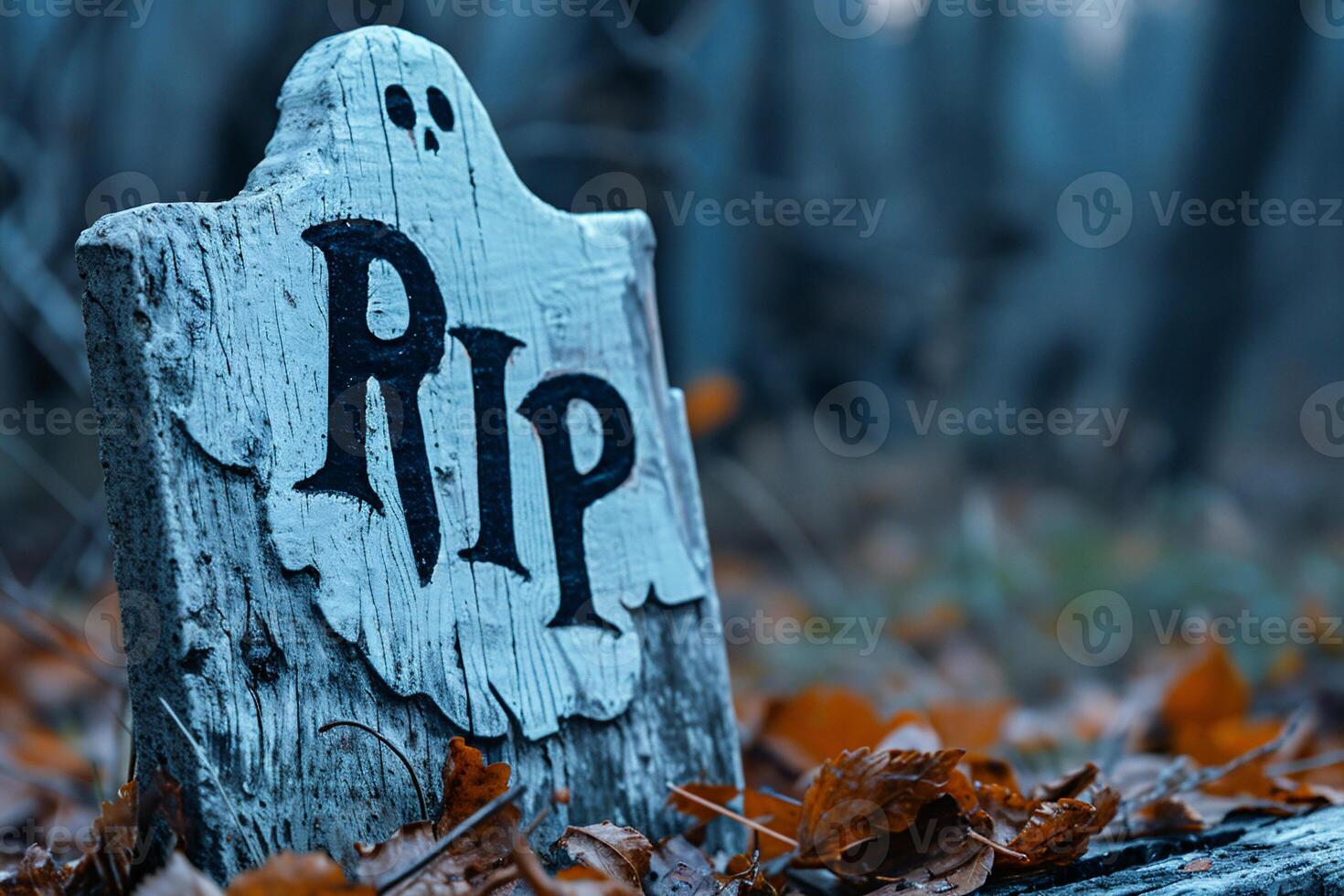 AI generated Rip Halloween background, ghost, grave photo