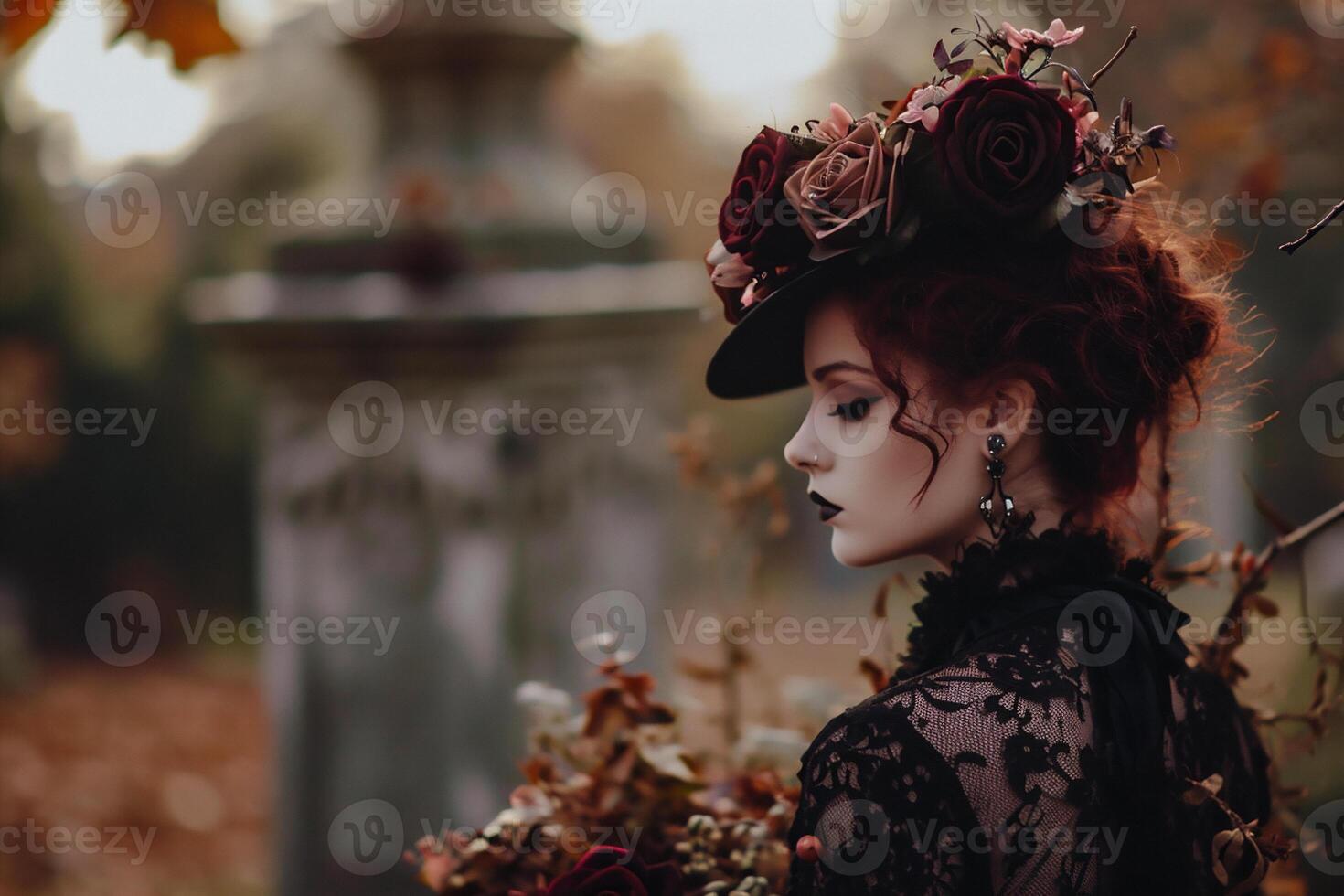 AI generated Beautiful gothic girl photo