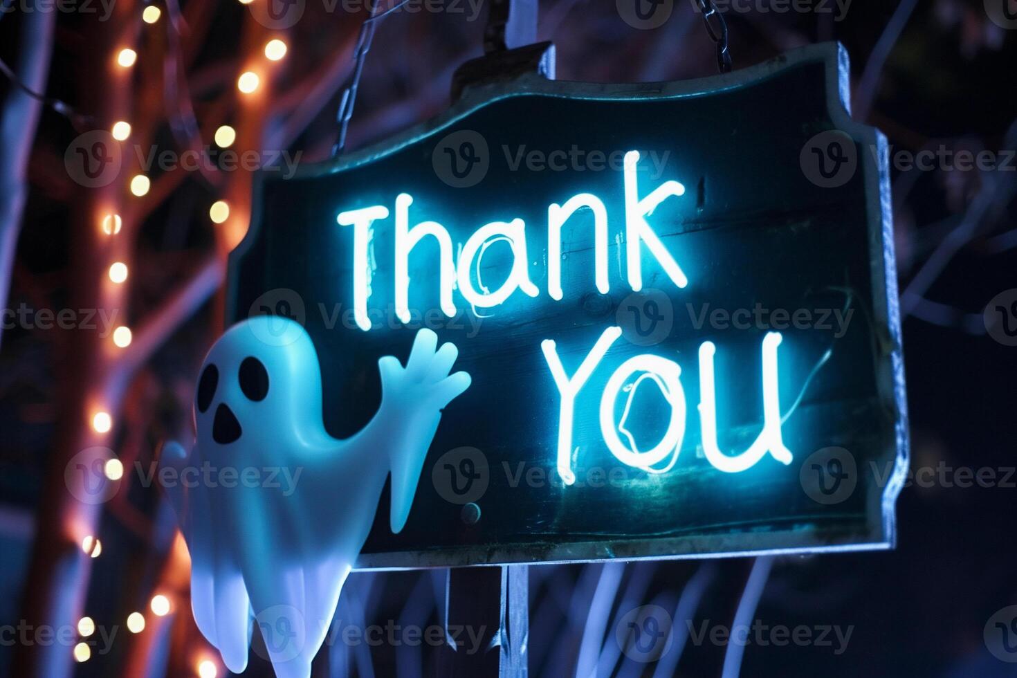 AI generated Thank you sign with ghost photo