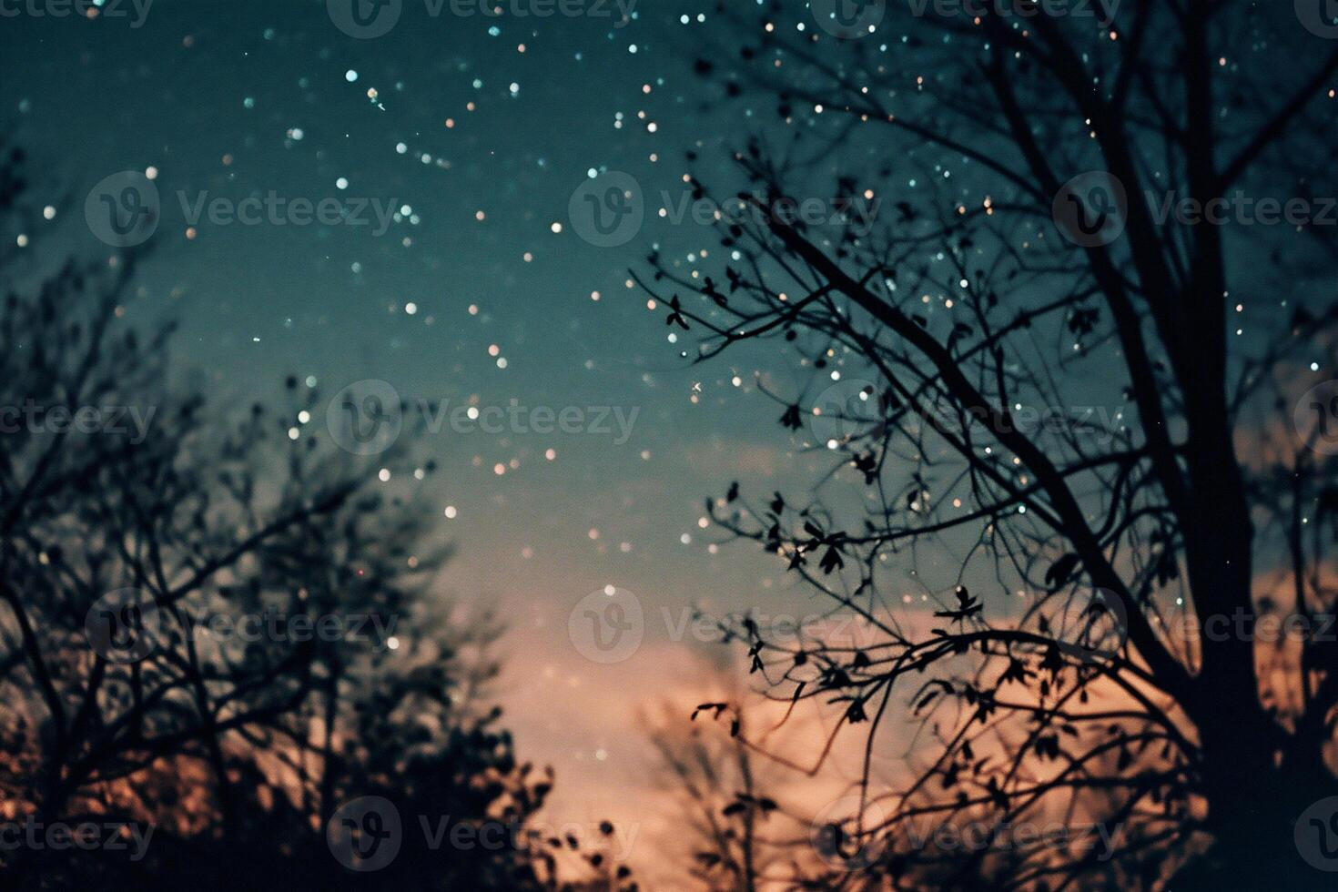 ai generado resumen antecedentes de árbol ramas y cielo con estrellas. foto