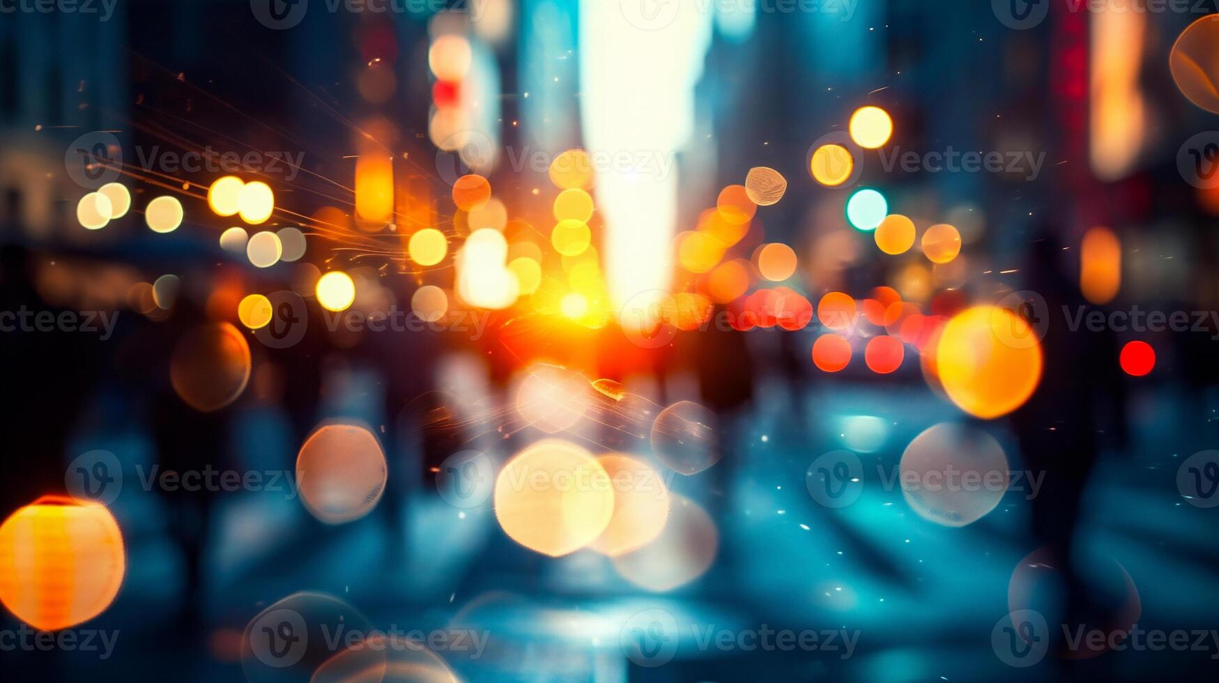 AI generated Blurred background of traffic in the city. Bokeh photo