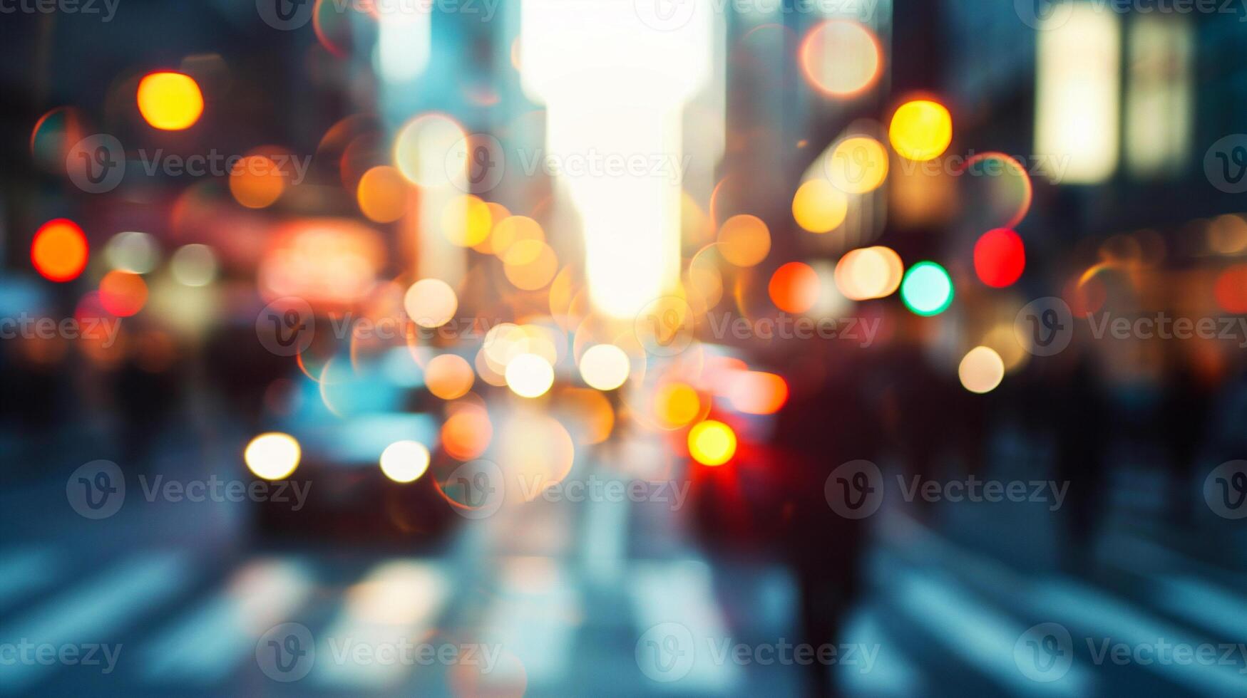 AI generated Blurred background of traffic in the city. Bokeh photo