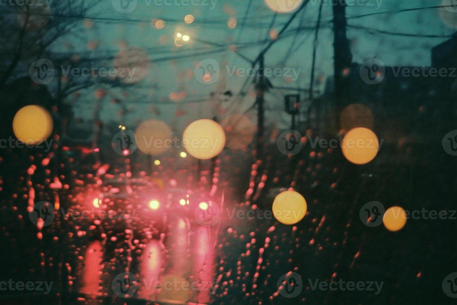 AI generated Blurred background of traffic in the city. Bokeh photo
