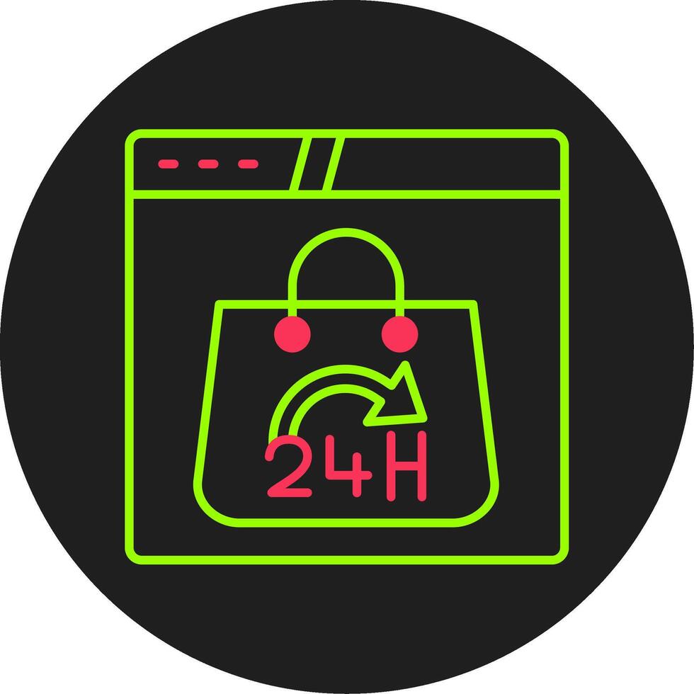 24 Hours Glyph Circle Icon vector