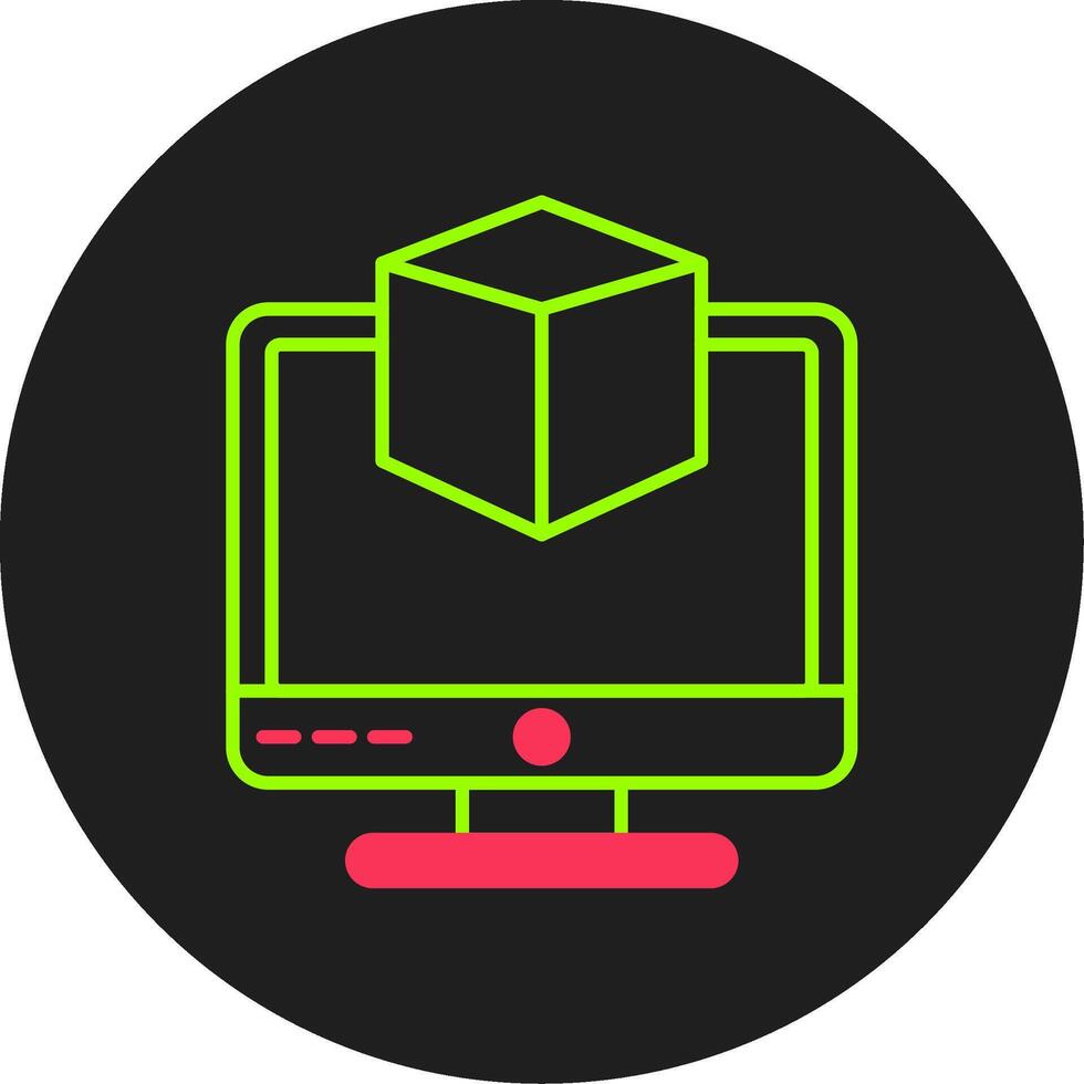 3d Modeling Glyph Circle Icon vector
